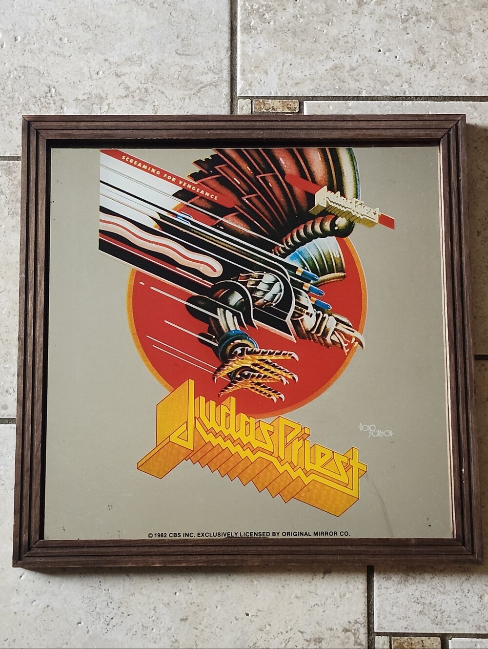 Vtg 1982 Judas Priest "Screaming For Venegence" Carnival Mirror - Rare!